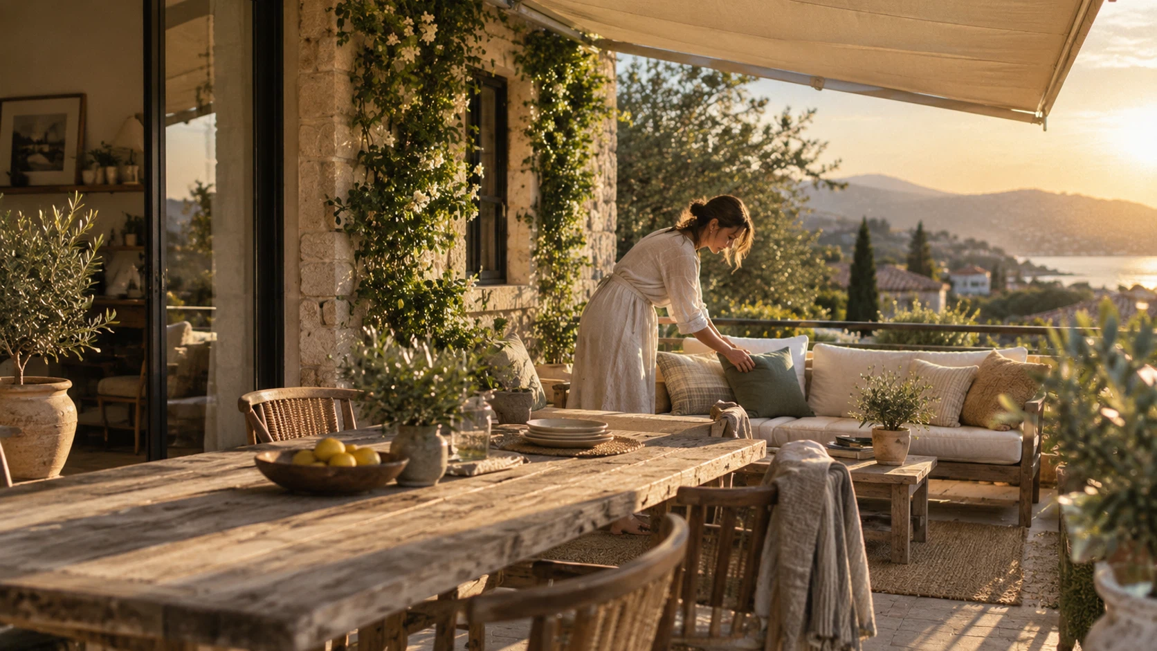 Combinez mobilier et protection solaire pour une terrasse élégante