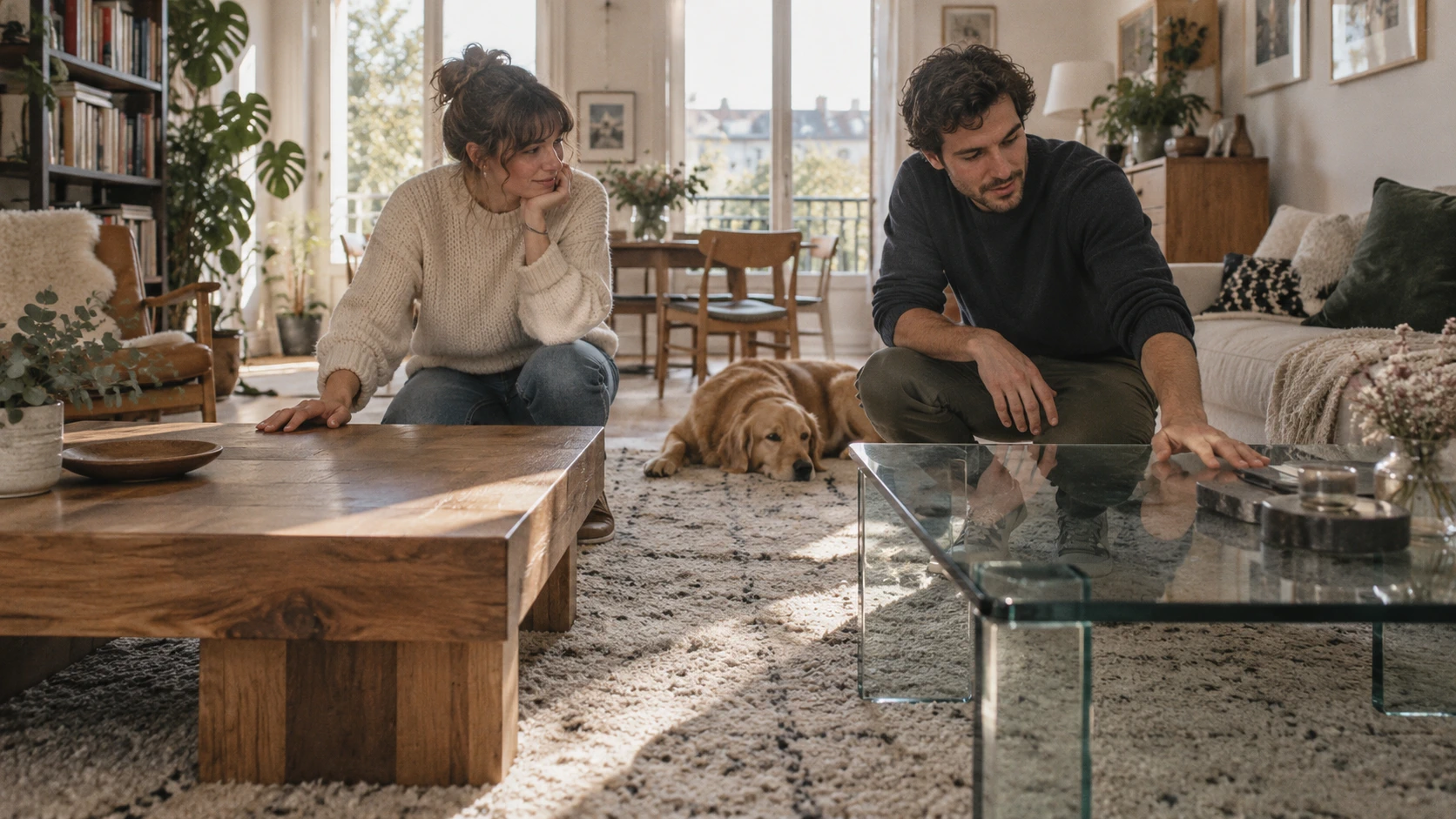 Nouvelle table basse : en verre ou en bois ?