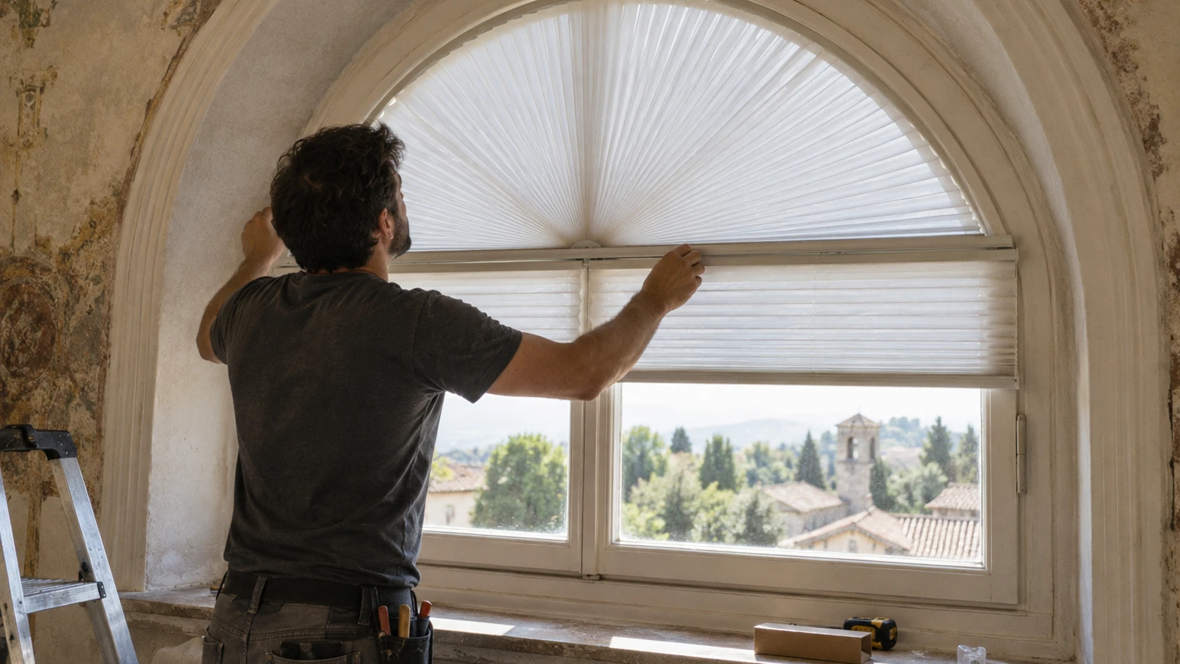 Habillage élégant et pratique pour fenêtres demi-lune