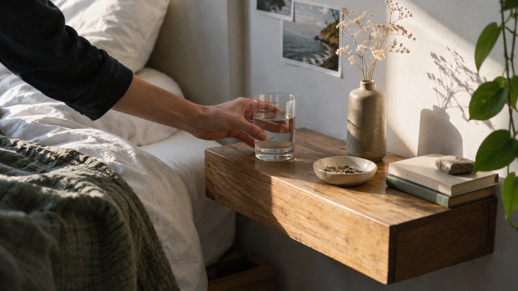 Tablette de chevet suspendue : un style minimaliste pour sublimer votre chambre