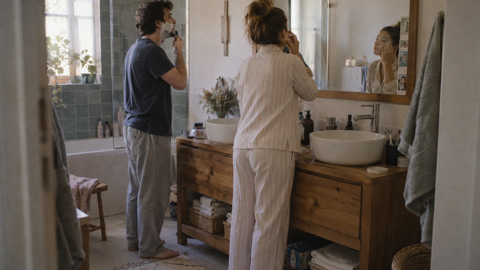 Un meuble à double vasque est pratique pour la salle de bain