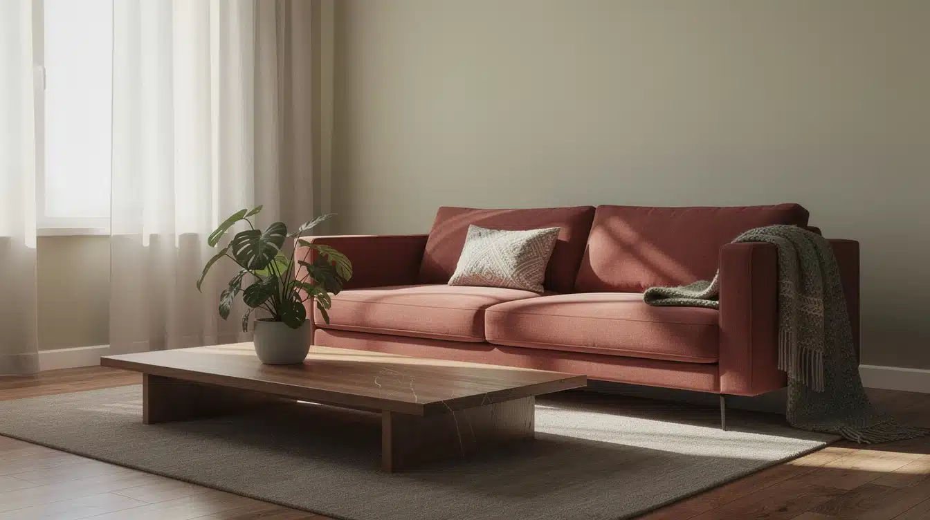 associer couleurs canapé rouille