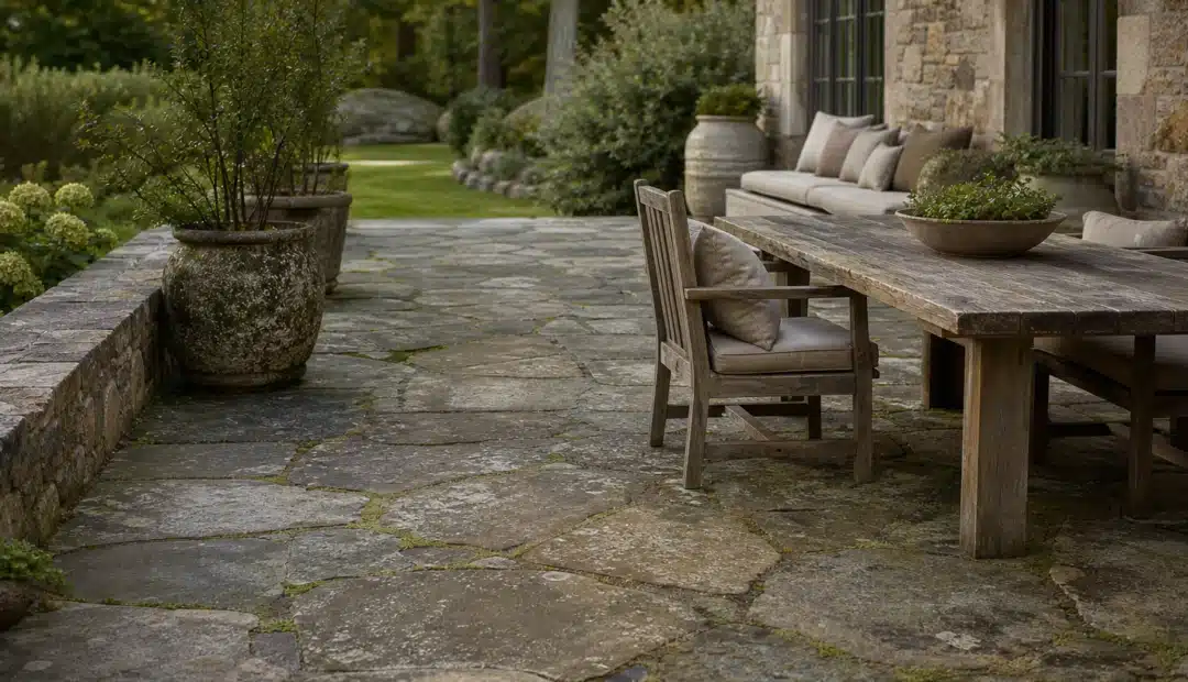 Terrasse extérieure en pierre naturelle