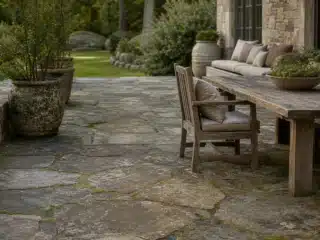 Terrasse extérieure en pierre naturelle
