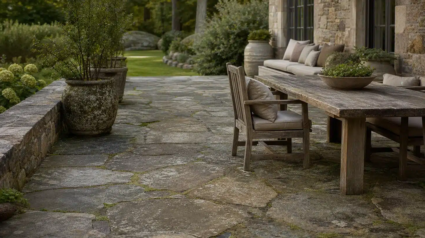 Terrasse extérieure en pierre naturelle