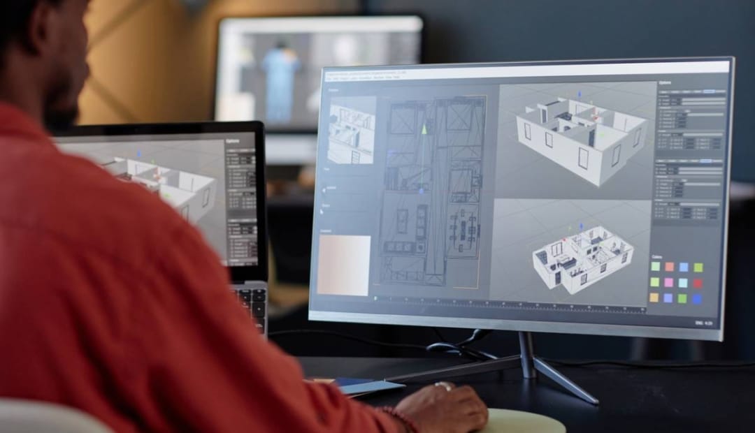 Conception 3D d’un plan de maison sur écran