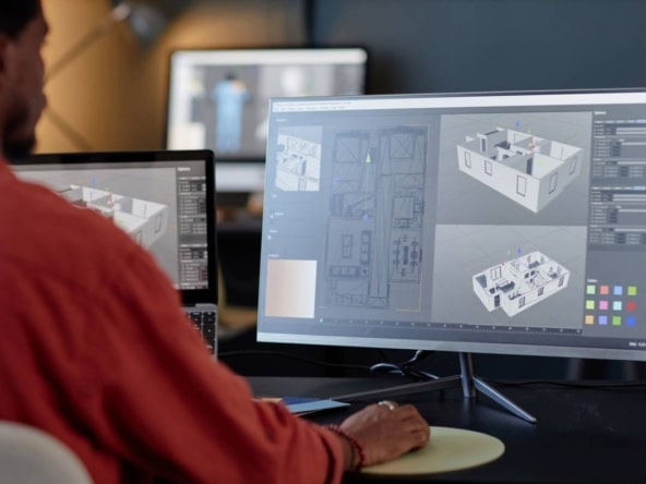 Conception 3D d’un plan de maison sur écran