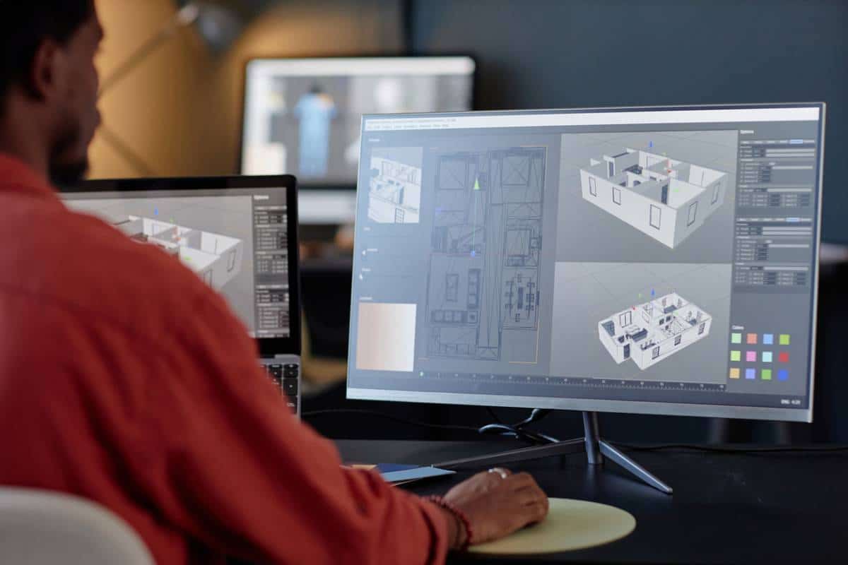 Conception 3D d’un plan de maison sur écran